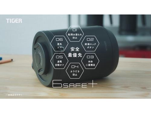 お湯がこぼれないかのように表示していた